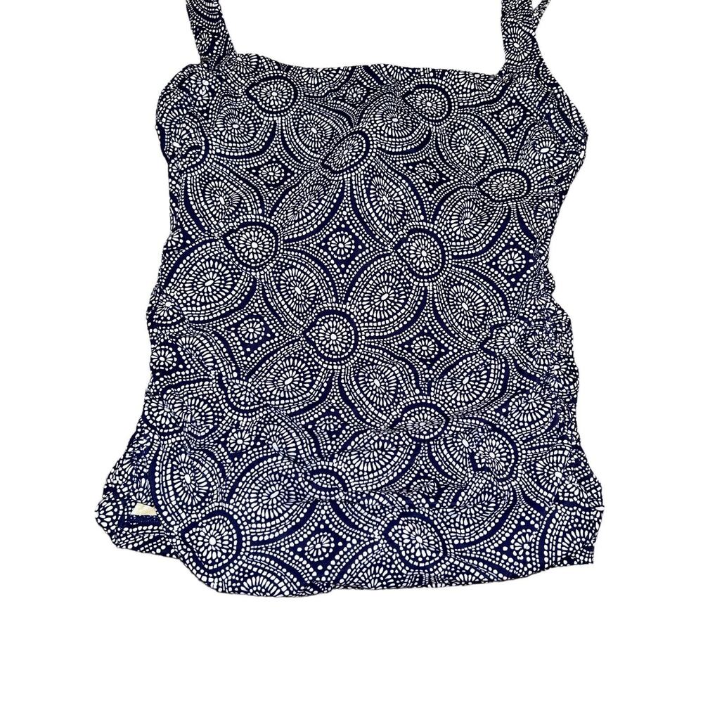 Talbots Tankini Women's 8 Blue White Swim Tank Top Underwire Ruched Sides - Picture 2 of 8